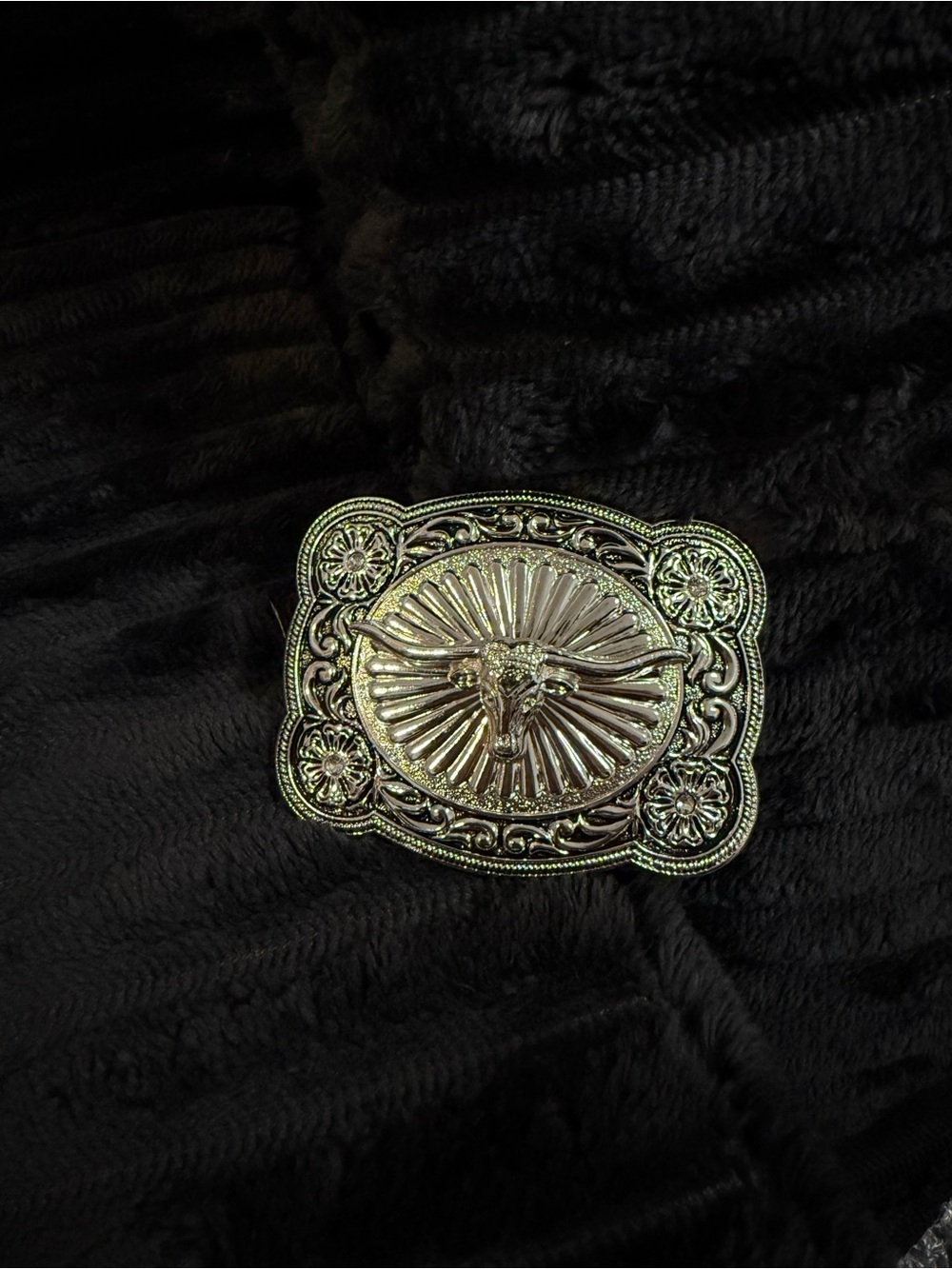 Kids Western Steer Head Silver Tone Belt Buckle
